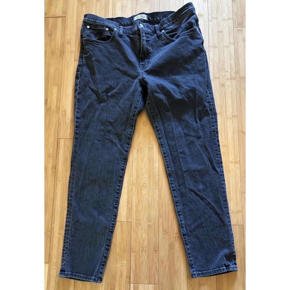 Madewell The Slim Boyjean Jeans Womens 32  Gray Charcoal Denim Dark Wash Mid